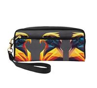 ZhRiYan vector Print Leather Small Makeup Bag – Travel Toiletry Bag for Women, Reusable Cosmetic Pouch with Zipper, Black, One Size, Black, One Size