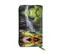 ZhRiYan Waterfall Views Print Leather Long Clutch Wallet – Fashion Women's Personalized Wallet with Coin Pocket, Black, One Size, Black, One Size