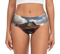 ZhRiYan Women's Briefs - Soft Stretch Underwear with Elastic Waistband, Trendy Red Tractor Print Design for Comfort and Style, Black, X-Large