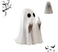 ZHRUOYAO Large Middle Finger Ghost Ornament, Halloween Funny Middle Finger Ghosts Statue Sculpture Decor, Middle Finger Gifts, Spooky Halloween Decorations Home Bedroom Indoor