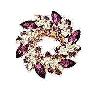 ZHSH Bling Rhinestone Flower Gold Brooch Pins for Women Fashion, Scarf Ring Buckle Clip, Handmade Costume Broach Jewelry Wedding Bouquet (A2)