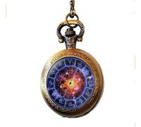 ZHSHQIN Blue Sign Horoscope Jewelry,Zodiac Circle Pocket Watch Necklace,Constellation Jewelry Charm Jewelry Glass Photo Jewelry