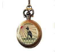 ZHSHQIN Egyptian Cat Jewelry, Art Nouveau cat Jewelry, Goddess Bastet Pocket Watch Necklace,Egypt Cat Jewelry