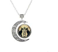 ZHSHQIN Egyptian Cat Jewelry Egyptian Cat Moon Necklace Egypt Vintage Charm Jewelry Glass Photo Jewelry