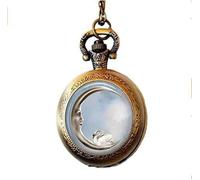ZHSHQIN Moon Swan Pocket Watch Necklace Jewelry Art Nouveau Beautiful Gifts