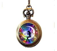 ZHSHQIN Rainbow Fairy Photo Pocket Watch Necklace Jewelry Art Nouveau Beautiful Gifts