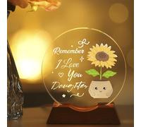 ZHSHWAT Daughter Gifts-LED Crystal Sunflower Night Light with Remember I Love You Text, Perfect for Birthday, Christmas and Special Days