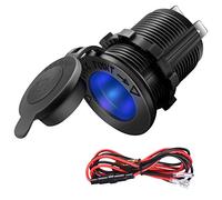 Cigarette Lighter Socket Car Marine Motorcycle ATV RV Lighter Socket Power Outlet Socket Receptacle 12V Waterproof Plug (LED Blue) by ZHSMS
