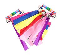 ZHSOAO 10pcs Plastic Handle Colorful Ribbon Dance Props Handheld Tambourine Kids Toys Seven Colors Gymnastic Pupils Percussion for Gymnastics Parties