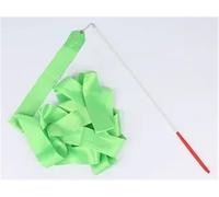 ZHSOAO 3pcs Colorful Gym Ribbons Dance Ribbon Rhythmic Girls Art Gymnastics Ballet Streamer Twirling Rod Rainbow Stick Training for Children Gymnastics(Light green)