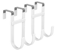 ZHSOAO 3pcs Over The Door Hooks Heavy Duty Dual-Hook Organizer Hanger with Non-Slip Rubber for Towels, Clothes, Hats for Clothes,Towels,Bags(White)