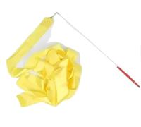 ZHSOAO 5PCS Colorful Gym Dance Ribbon Rhythmic Girl Art Gymnastics Ballet Streamer Twirling Rod Rainbow Stick Sports Training for Children Gymnastics(Yellow,4m)