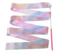 ZHSOAO 5PCS Rhythmic Gymnastics Equipment Ballet Streamer Dance Ribbon Rhythmic Twiling Rod Rainbow Stick Training Flashing Star for Children Gymnastics(4m)