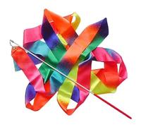 ZHSOAO 5PCS Rhythmic Gymnastics Equipment Stick Twirling Dance Ribbons Rainbow Color Sparkling Performance Props for Art Dances for Children Gymnastics(2M Multi-colored)