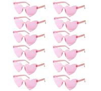 ZHSOAO 6/8/10/12pcs Wedding Bridal Shower Sunglasses Pink Red Heart Glasses Bride To Be Bridesmaid Bachelorette Party Decors for Party(12pcs pink)