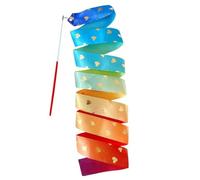ZHSOAO 8PCS 2M Rhythmic Gymnastics Ribbon Vibrant Color Soft Smooth Flexible Dancer Wand Twirling Dance Streamer Colorful Love Gradient for Children Gymnastics
