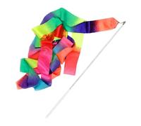 ZHSOAO 8pcs Gymnastics Ribbon Baton Stick Twirling Rhythmic Ribbon Rainbow Color Performance Props for Kids Girls Adults Talent Shows for Children Gymnastics(White Handle)