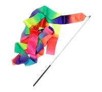 ZHSOAO 8pcs Gymnastics Streamer Baton Stick Twirling Dance Ribbons Rainbow Color Sparkling Performance Props for Children Art Dances for Children Gymnastics(Black Handle)