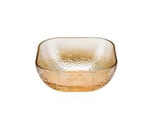 ZHSOAO Square Glass Bowl Modern Simplicity Solid Color Household Food Container Fruit Yogurt Vegetables Salad Ice-Cream Dessert Bowls for Salad(Amber Small)