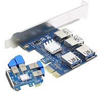 通用 ZHTH Pcie Splitter 1 to 4 PCI Riser Card, 4 Risers into 1 PCI Card, 4 PCI-e USB3.0 Adapter for ETH Miner GPU Crypto Bitcoin Ethereum Mining Rig