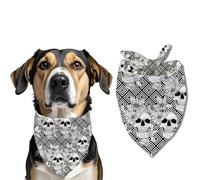ZHTHE Retro Flower Skeleton Theme Dog Bandana, Pet Scarf, Pet Accessories Printed Bibs, Square Adjustable Girl or Boy Dog Scarf Black