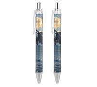 ZHTRJT Usa-Alaska States Killer Whale Ballpoint Pen Retractable Ball Pen Writing Pens Work Pen for Office School Supplies 2 PCS