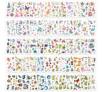 Zhtulck Temporary Tattoos for Kids, 600+ Mixed Styles Kids Tattoos Unisex, Waterproof Cartoon Fake Tattoo Mermaid Animal Dinosaur Tattoos for Party Bags Birthday Present (60 sheets)