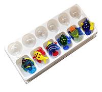 ZHU IN SY Fish Tank Ornaments Color Bubble Fish Miniature Hand Blown Tropical Fish Figurine Art Glass Sea Animals Collection,Set of 6 for Small and Medium Fish Tanks (1)