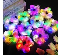 ZHU ZHAO Illuminating Hair Scrunchie, LED Hair Scrunchie, LED Light Mode, Glow in the Dark, Hair Accessory, Cultural Festivals, Sports Festivals, Sleepovers, Parties, Colorful, Hair Tie, Light Up