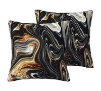 Zhuanyun Abstract Marble Ink Texture Print 2-Piece Imitation Linen Pillow Covers, for Home Travel, Hidden Zipper, for Home Decor