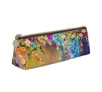 Zhuanyun Abstract Purple Weeping Flower print Triangle Leather Stationery Storage Bag Multi-Functional Cosmetic Bag, Everyday Use