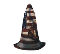 Zhuanyun American Flag Baseball print Hooded Cloak - Leading Knot Hood, Fit for Theme Parties, Vampire/Witch Costumes