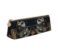 Zhuanyun American West Rodeo Hat print Triangle Leather Stationery Storage Bag Multi-Functional Cosmetic Bag, Everyday Use