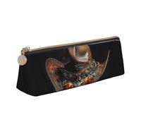 Zhuanyun American West Rodeo Hat print Triangle Leather Stationery Storage Bag Multi-Functional Cosmetic Bag, Everyday Use