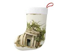 Zhuanyun Antique Building with Roman Olive Branch and Greek Christmas Stockings, fit for Farmhouse Christmas Decoration, Fireplace, Entrance Decoration