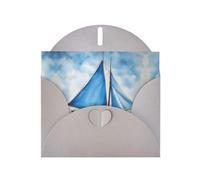 Zhuanyun Blue Sailboat print Luxury Pearlescent Paper Invitation Cards - Baptism, Holiday Gatherings | Includes Envelopes