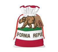 Zhuanyun California State Flag print Large Christmas bag, reusable drawstring linen packet, Birthday Parties Supplies
