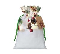 Zhuanyun Christmas Garland with Lights print Large Christmas bag, reusable drawstring linen packet, Birthday Parties Supplies