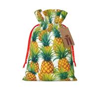 Zhuanyun Exotic Tropical Pineapples print Large Christmas bag, reusable drawstring linen packet, Birthday Parties Supplies