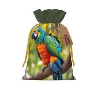 Zhuanyun Fantastic Parrot Feather print Large Christmas bag, reusable drawstring linen packet, Birthday Parties Supplies