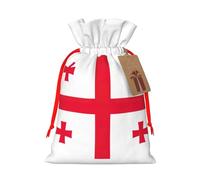 Zhuanyun Flag of Georgia print Large Christmas bag, reusable drawstring linen packet, Birthday Parties Supplies