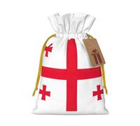 Zhuanyun Flag of Georgia print Large Christmas bag, reusable drawstring linen packet, Birthday Parties Supplies