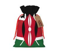 Zhuanyun Flag of Kenya print Large Christmas bag, reusable drawstring linen packet, Birthday Parties Supplies