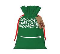 Zhuanyun Flag of Saudi Arabia print Large Christmas bag, reusable drawstring linen packet, Birthday Parties Supplies