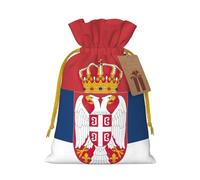 Zhuanyun Flag of Serbia print Large Christmas bag, reusable drawstring linen packet, Birthday Parties Supplies