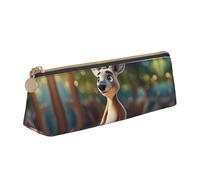 Zhuanyun Funny Cartoon Kangaroo Zoo (2) print Triangle Leather Stationery Storage Bag Multi-Functional Cosmetic Bag, Everyday Use