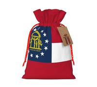 Zhuanyun Georgia Flag print Large Christmas bag, reusable drawstring linen packet, Birthday Parties Supplies