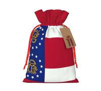 Zhuanyun Georgia State Flag print Large Christmas bag, reusable drawstring linen packet, Birthday Parties Supplies