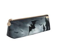 Zhuanyun Halloween Flying Bats 4 print Triangle Leather Stationery Storage Bag Multi-Functional Cosmetic Bag, Everyday Use
