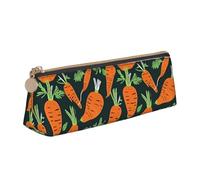 Zhuanyun Happy carrot seamless pattern print Triangle Leather Stationery Storage Bag Multi-Functional Cosmetic Bag, Everyday Use